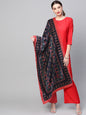Women's Navy Blue Printed Velvet Dupatta