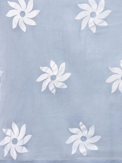 Women's  Blue & White Printed Kurta with Palazzos & Dupatta