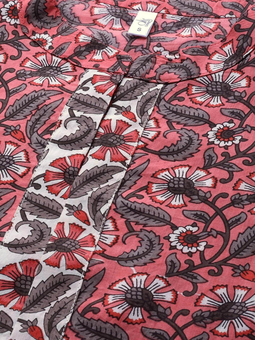 Women's  Pink & White Printed Kurta with Trousers