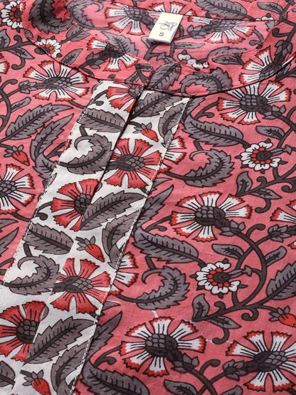 Women's  Pink & White Printed Kurta with Trousers