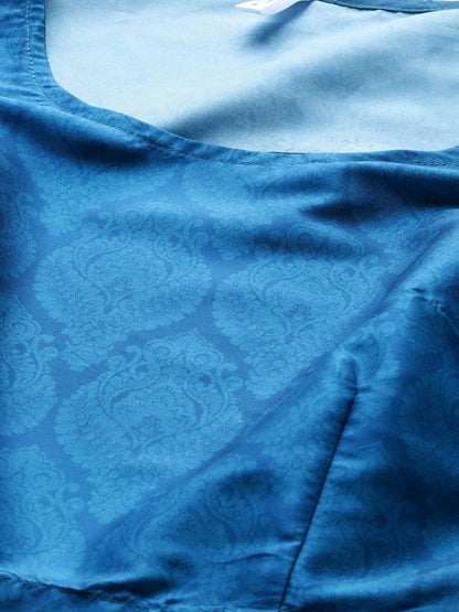 Women's Blue & Pink Floral Print Ready to Wear Lehenga Choli with Ethnic Laye