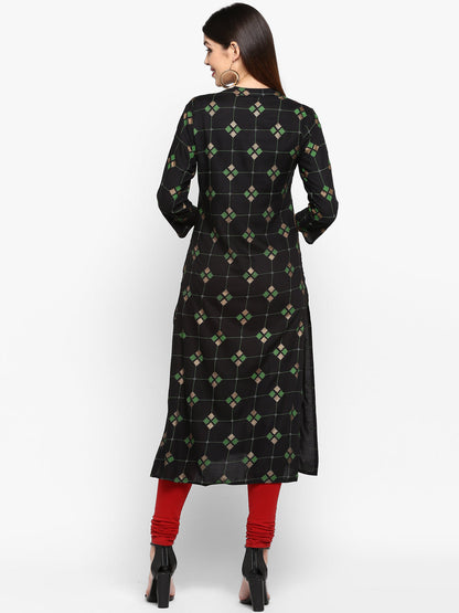 Women's Black Rayon Kurta By Vbu