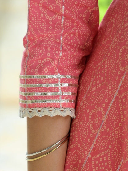 Women's Pink Printed Peplum Dupatta Set