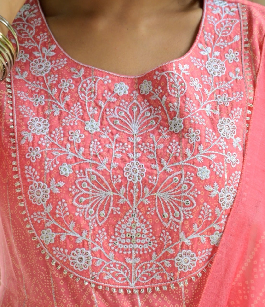 Women's Pink Printed Peplum Dupatta Set
