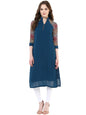 Women's Red And Blue Elephant Print Cotton Kurti
