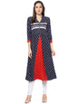 Women's Green And Multi Colored Floral Pleated Kurti