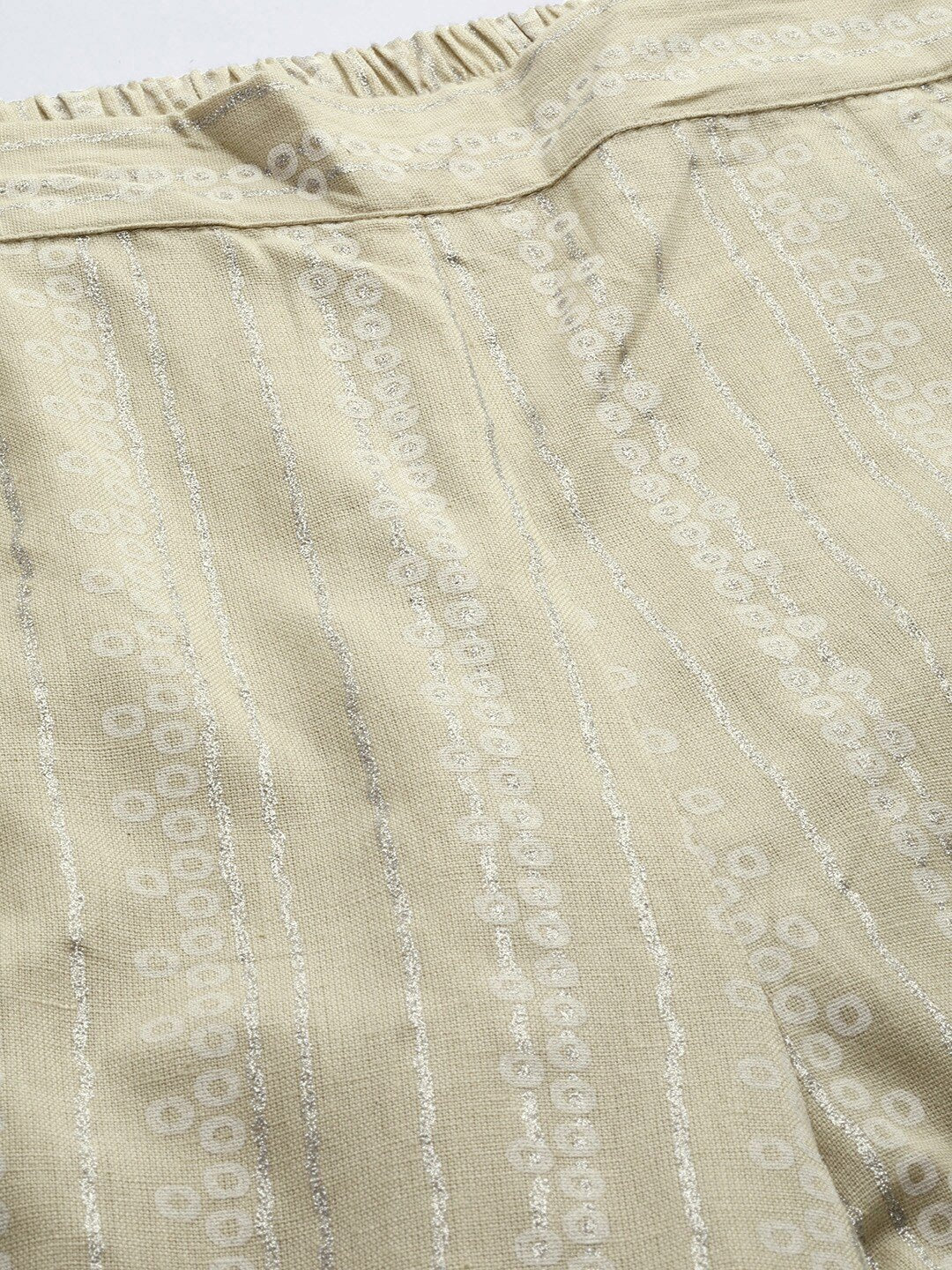 Women's  Beige & White Striped Straight Palazzos