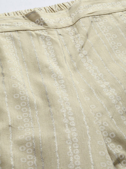 Women's  Beige & White Striped Straight Palazzos