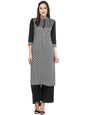 Women's Black And White Raglan Sleeve Kurti