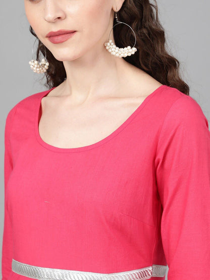 Women's  Magenta Solid Maxi Dress