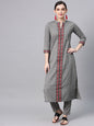 Women's  Grey Solid Straight Kurta