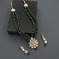 Women's traditional gold plated pearl kundan necklace set with earrings ml140g