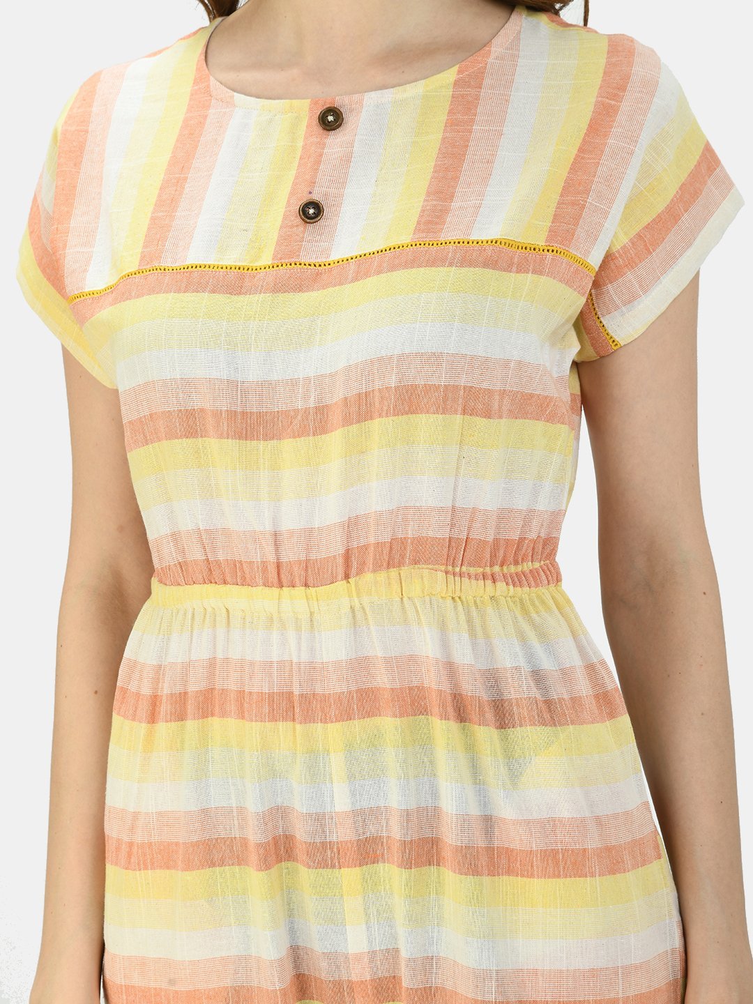 Women's Multicolor Cotton Printed Short Sleeve Round Neck Casual Jumpsuit