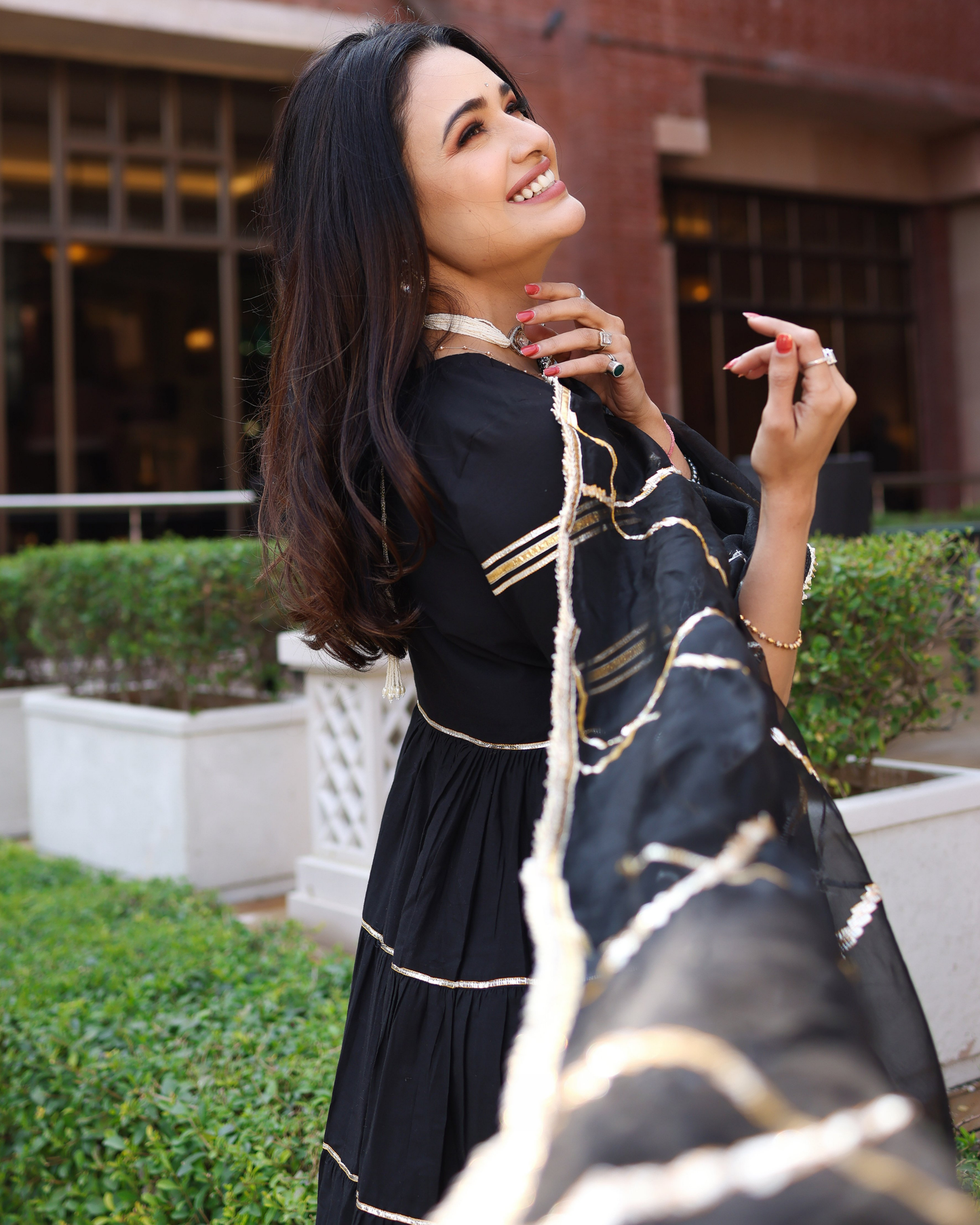 Women's Black Iris Gotapatti Suit Set