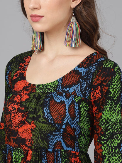 Women's  Multicoloured Animal Printed Maxi Dress