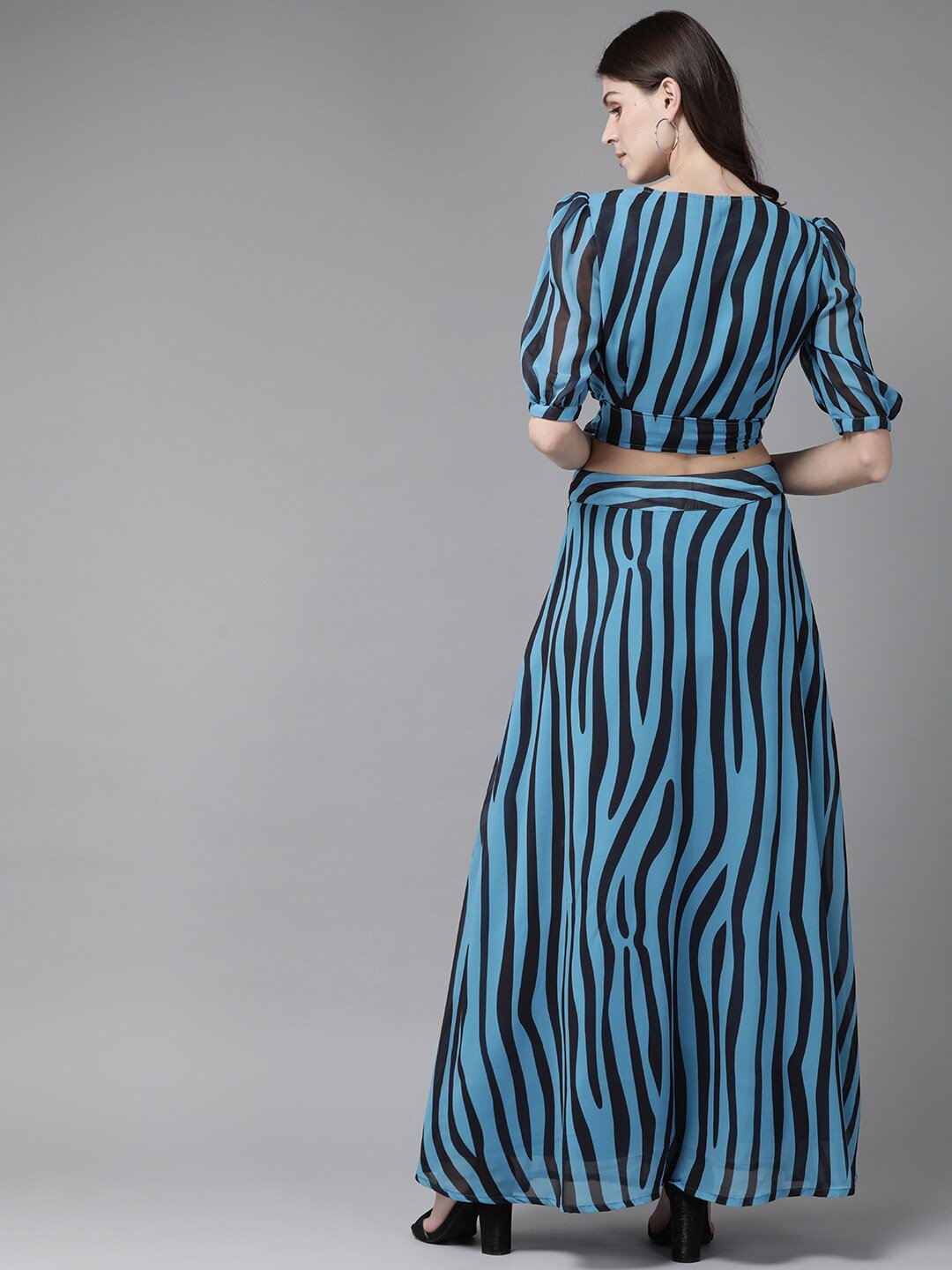 Women's Zebra Crop Top with Skirt