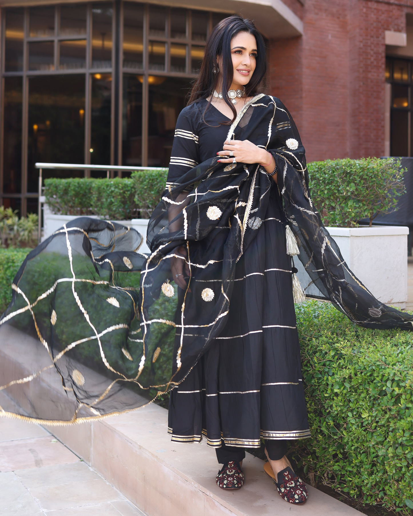 Women's Black Iris Gotapatti Suit Set