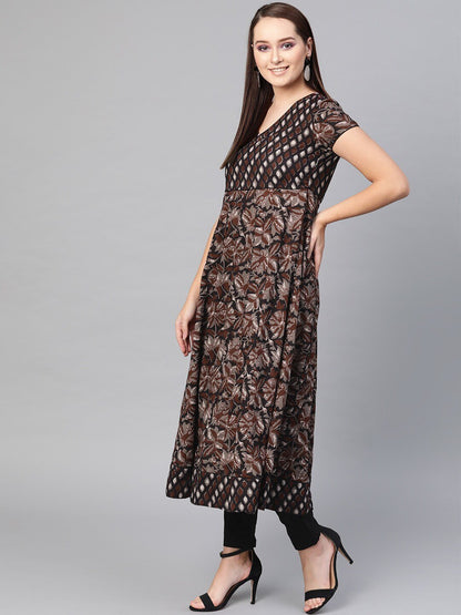 Women's  Multicoloured Floral Print Anarkali Kurta