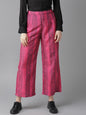 Women's  Pink & Black Printed Snakeskin Print Cropped Straight Palazzos
