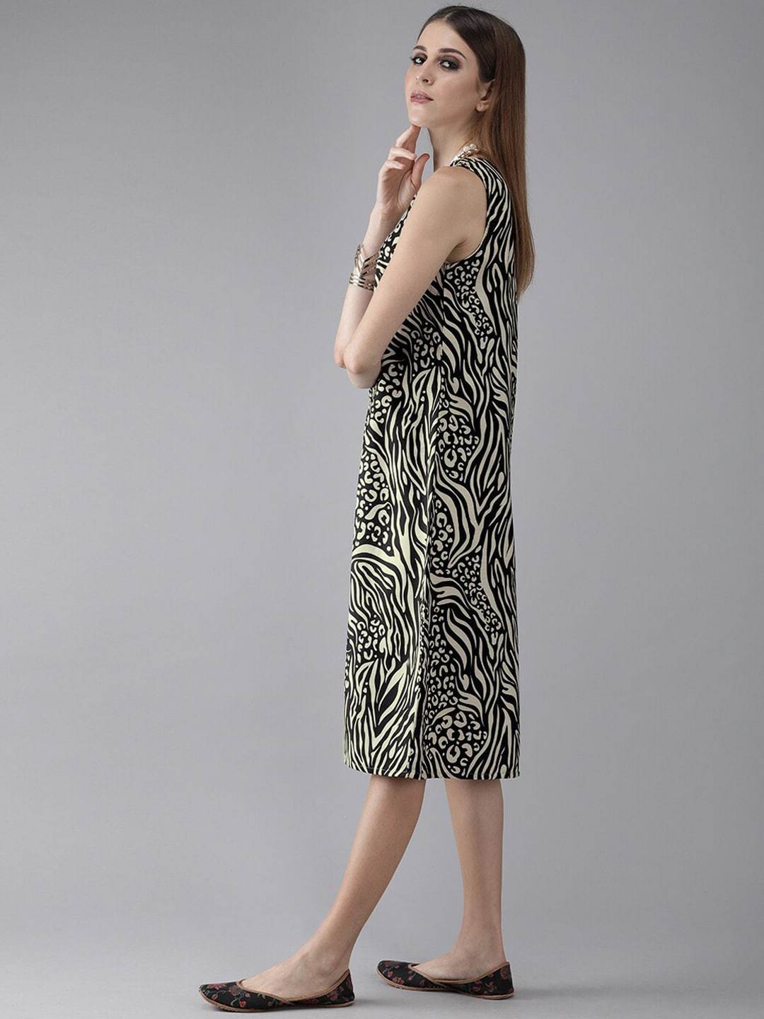 Women's  Black Printed Wrap Dress