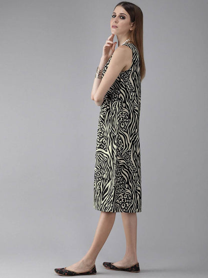 Women's  Black Printed Wrap Dress