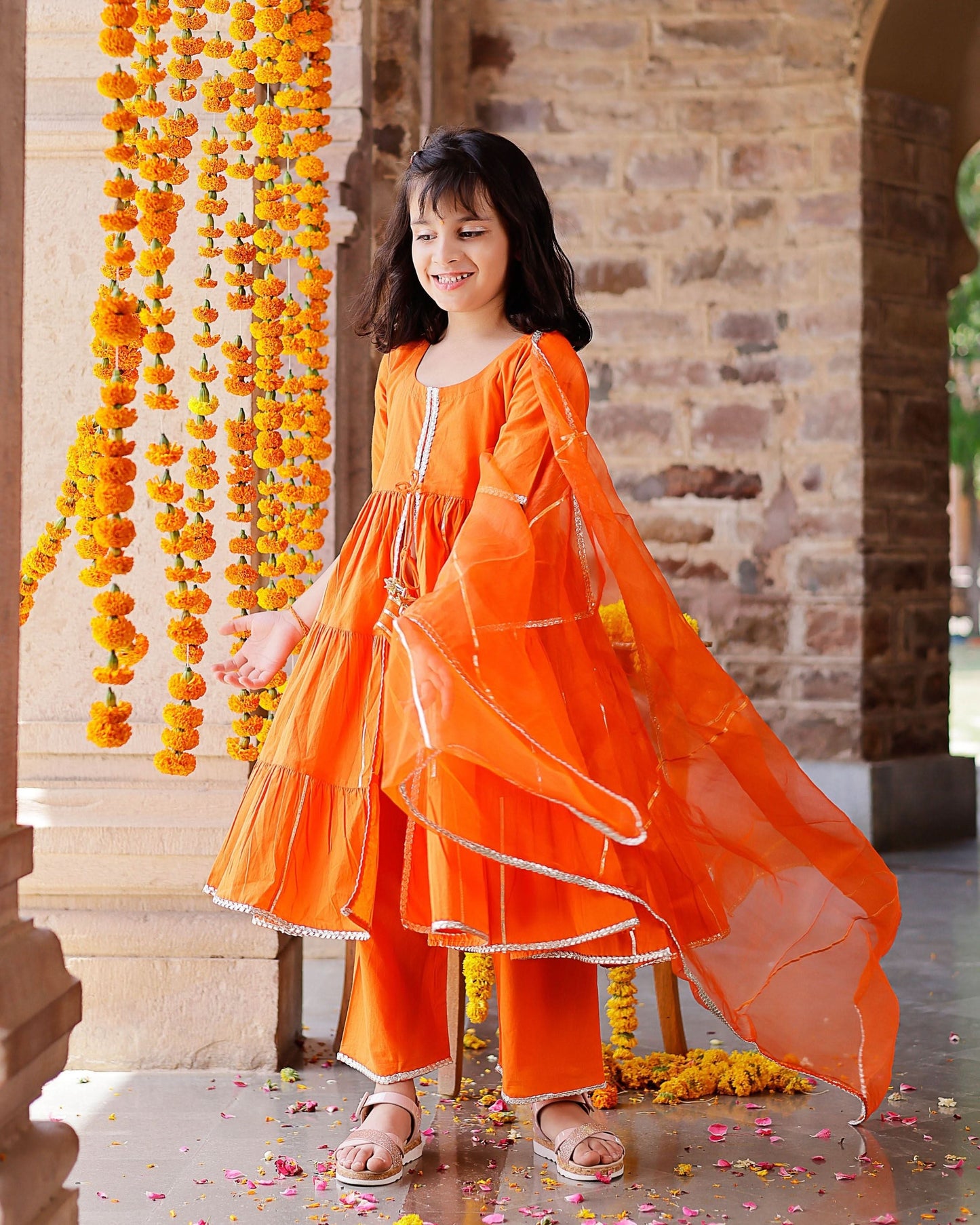 Girl's Maya Cotton Gotapatti Suit Set