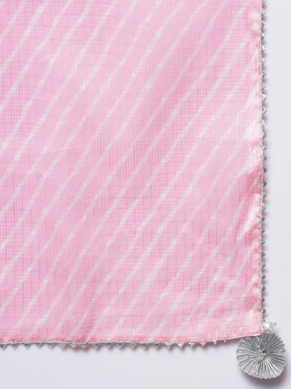 Women's Solid Pink Kurta With Trousers & With Dupatta