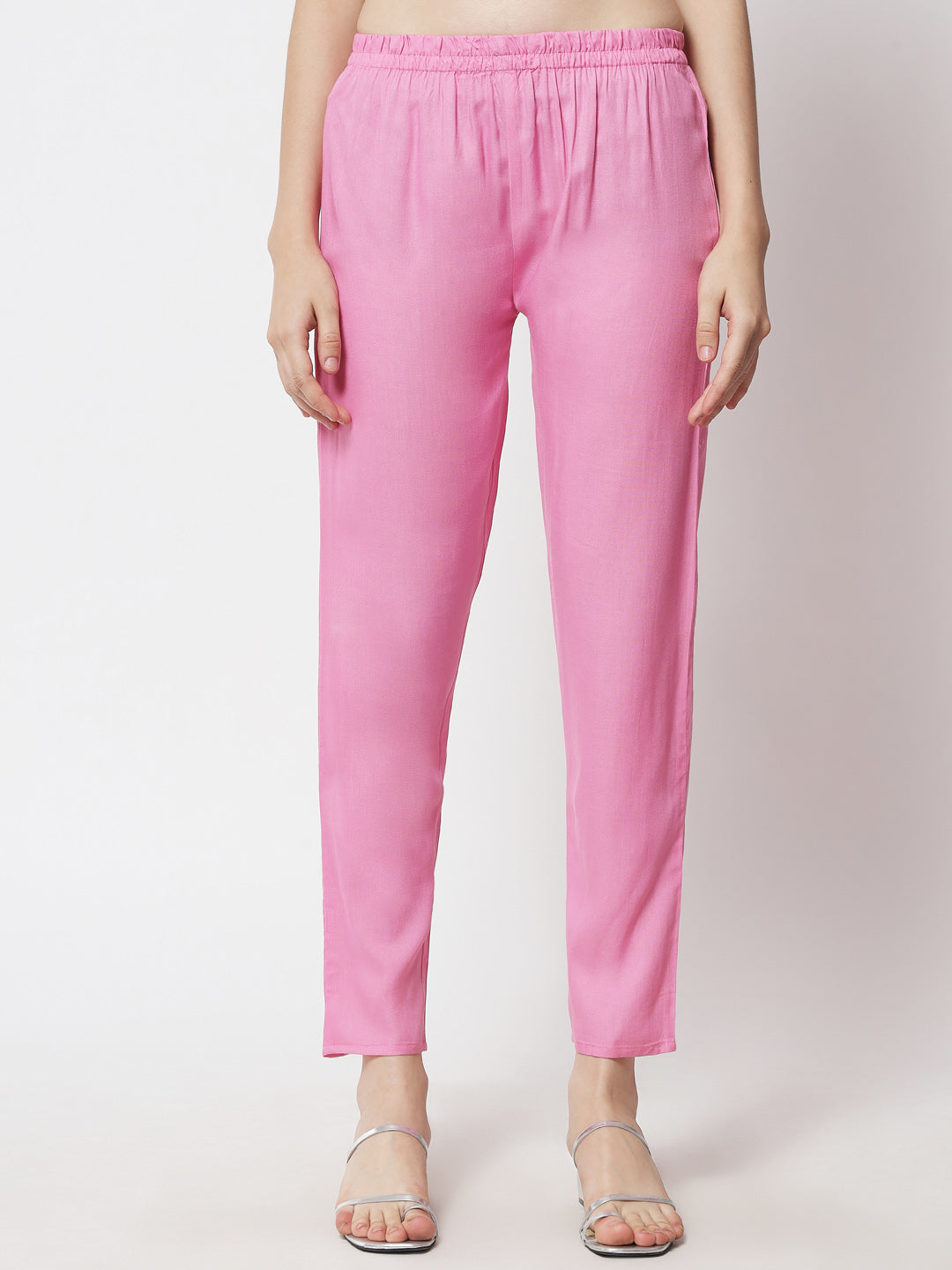 Women's Solid Pink Kurta With Trousers & With Dupatta