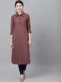 Women's  Blue & Orange Striped A-Line Kurta