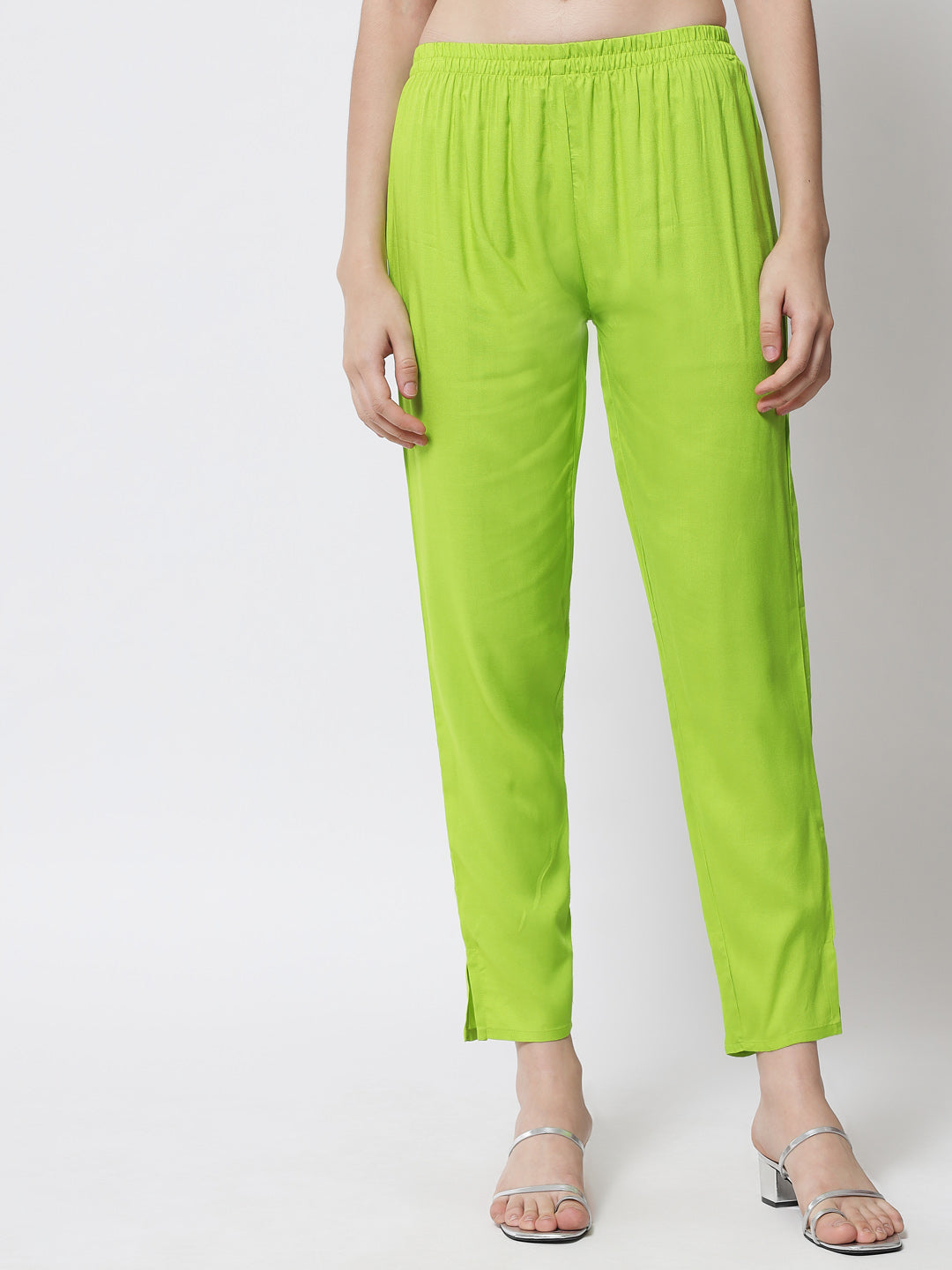 Women's Fluorescent Green Kurta With Trouser And Dupatta