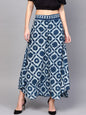 Women's  Blue Flared Printed Palazzos