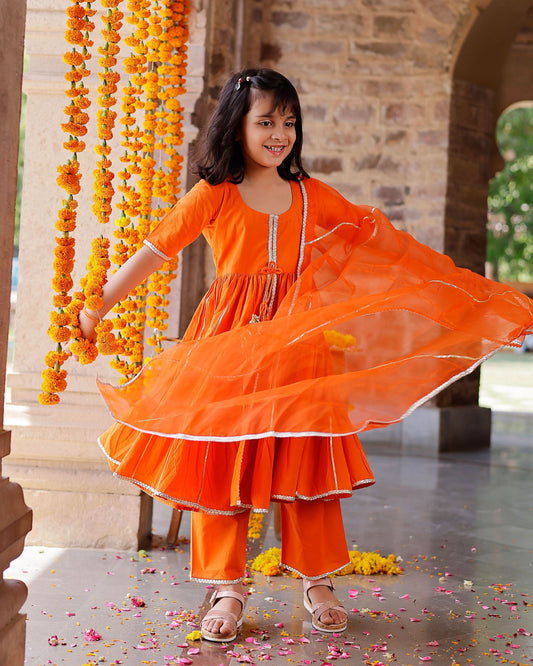 Girl's Maya Cotton Gotapatti Suit Set