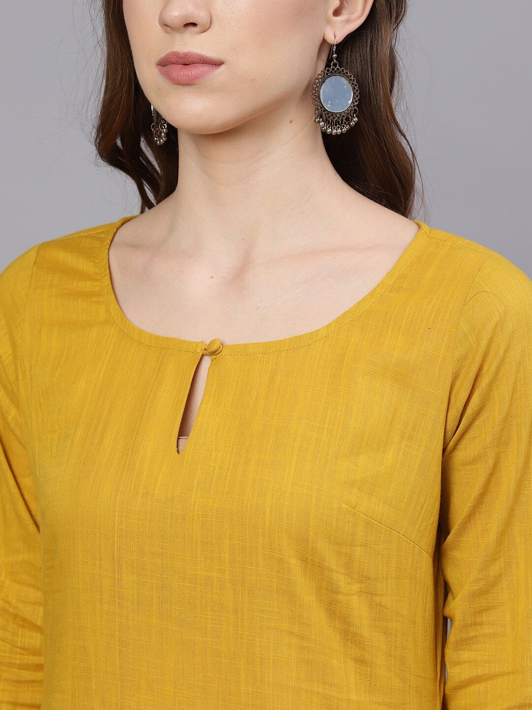 Women Yellow Kurta with Trousers & Dupatta by AKS (3 P