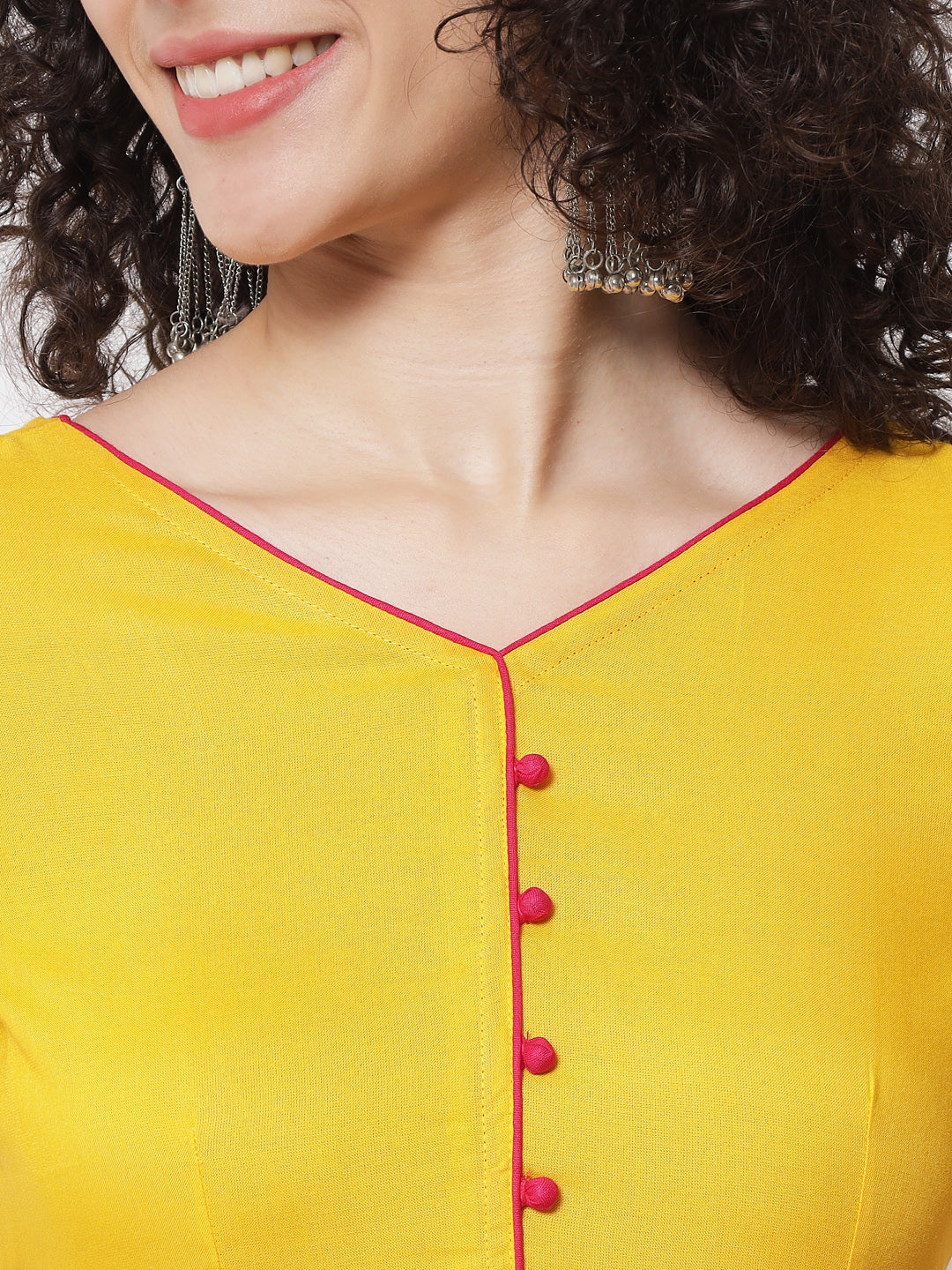 Women's Yellow Solid Kurta With Trousers & Dupatta