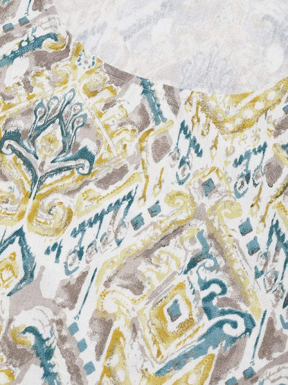 Women's  White & Grey Printed Straight Kurta