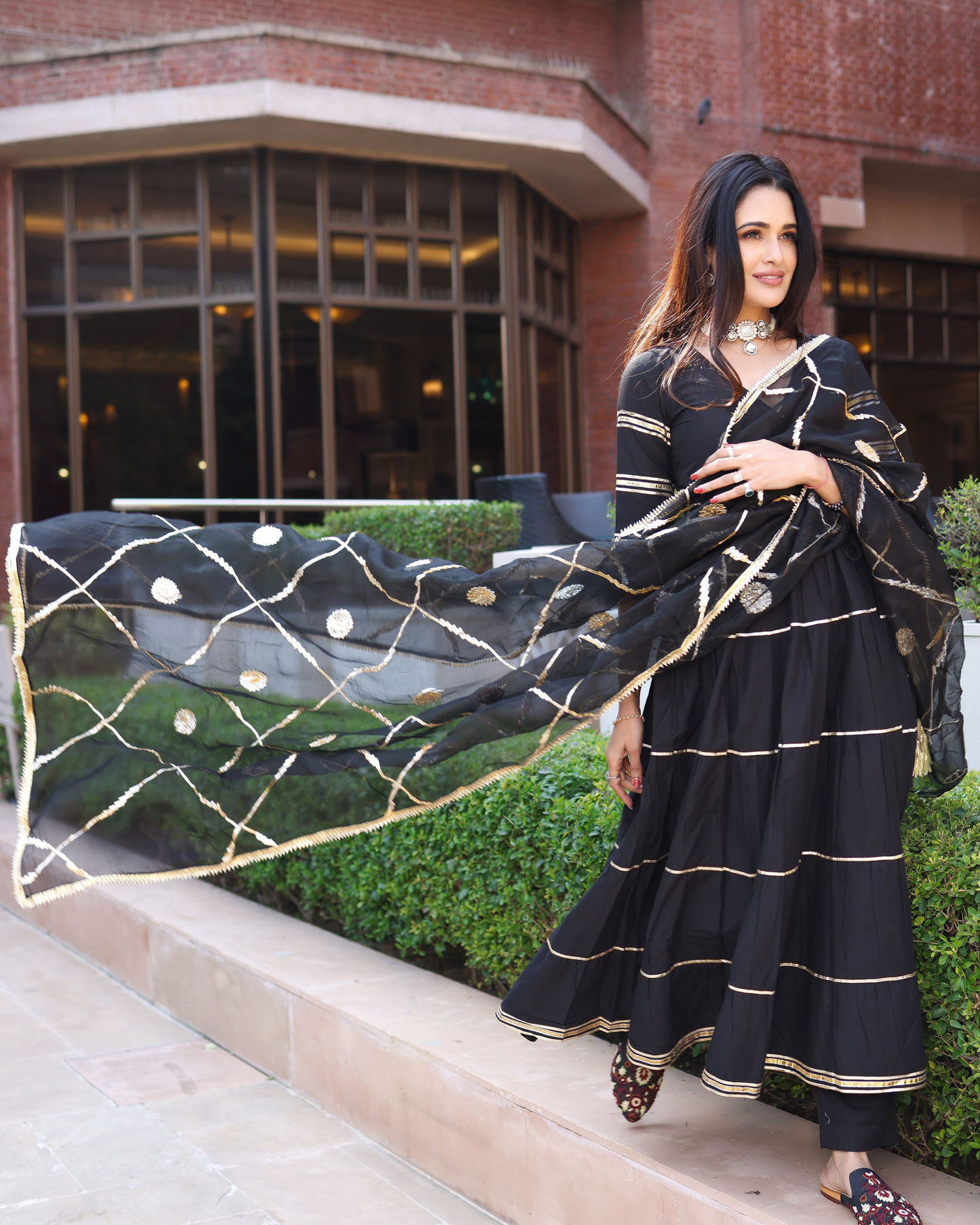 Women's Black Iris Gotapatti Suit Set