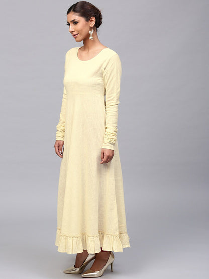 Women's  Yellow Solid Anarkali Kurta