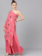 Women's  Pink & Gold-Coloured Foil Printed Kurta with Palazzos