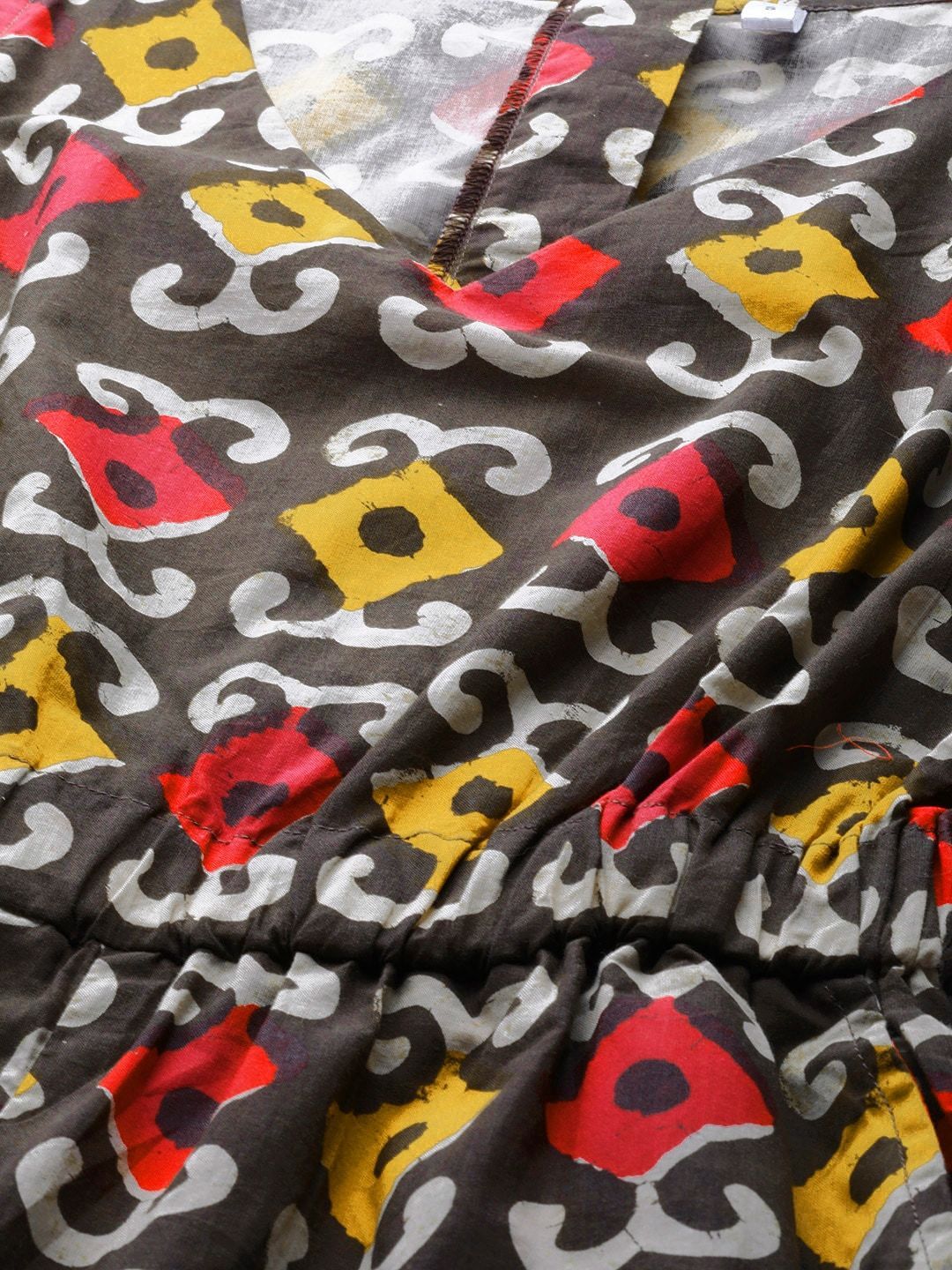 Women's  Olive Brown & Red Printed Basic Jumpsuit