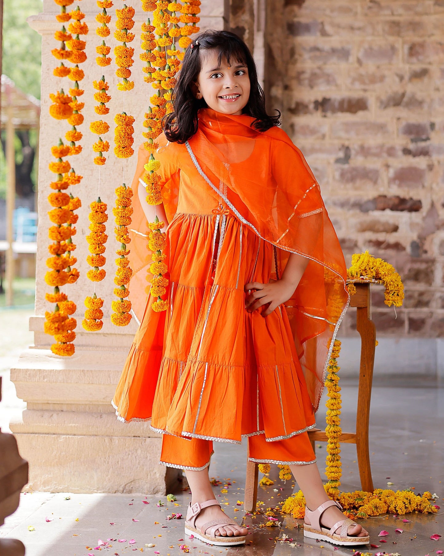 Girl's Maya Cotton Gotapatti Suit Set