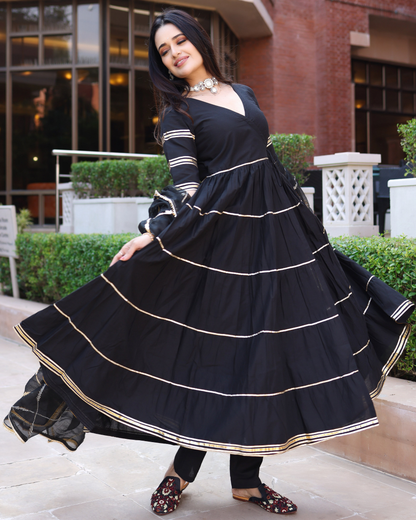 Women's Black Iris Gotapatti Suit Set