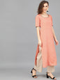 Women's  Peach-Coloured & Beige Printed Kurta with Palazzos