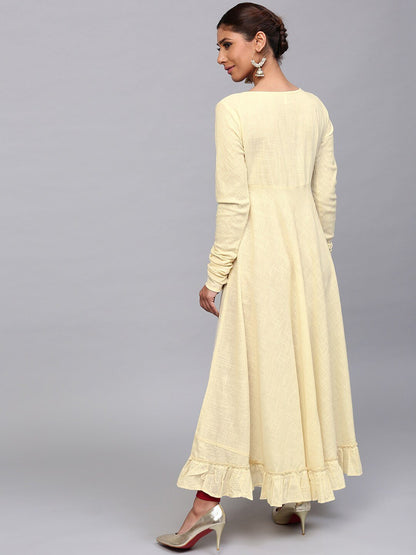 Women's  Yellow Solid Anarkali Kurta