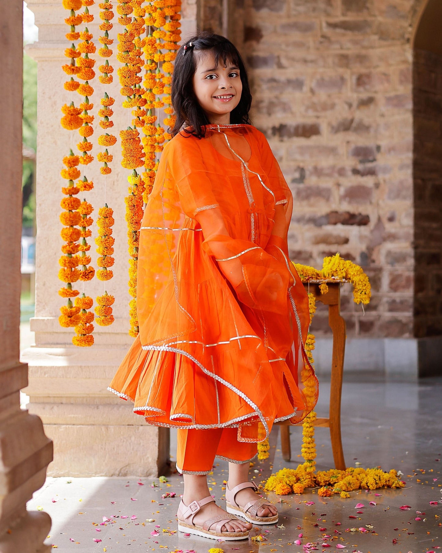 Girl's Maya Cotton Gotapatti Suit Set