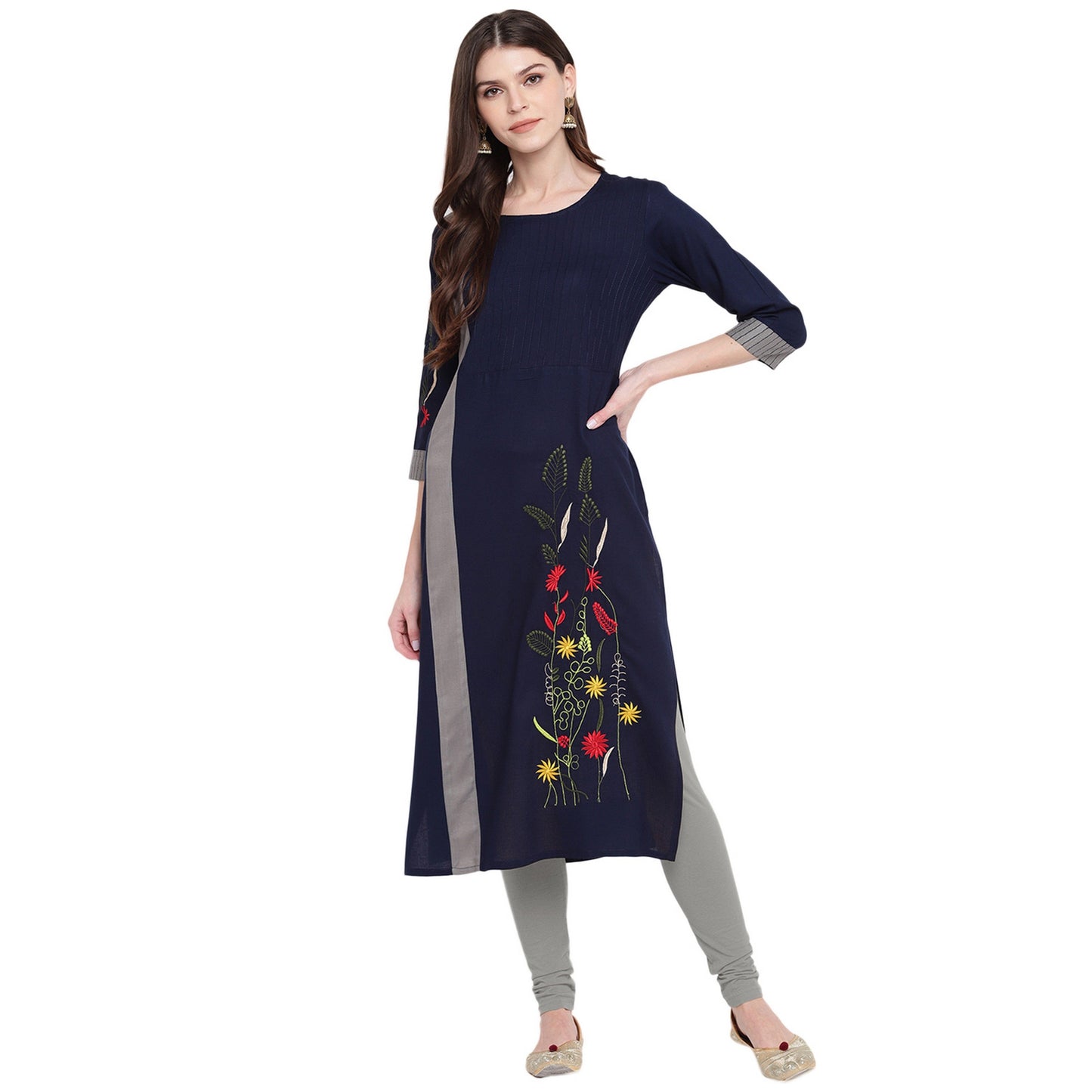 Women's Blue & Grey Kurta By Vbuyz- (