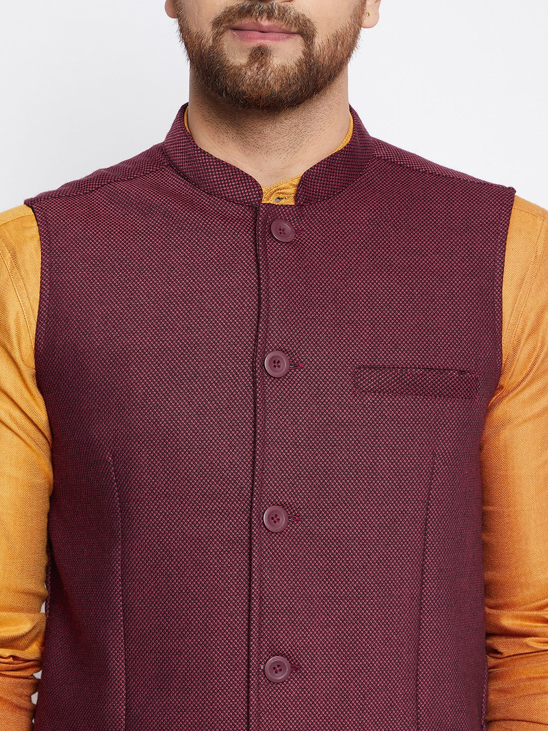 Men's Woven Design Nehru Jacket
