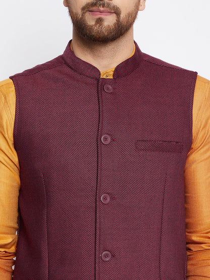 Men's Woven Design Nehru Jacket