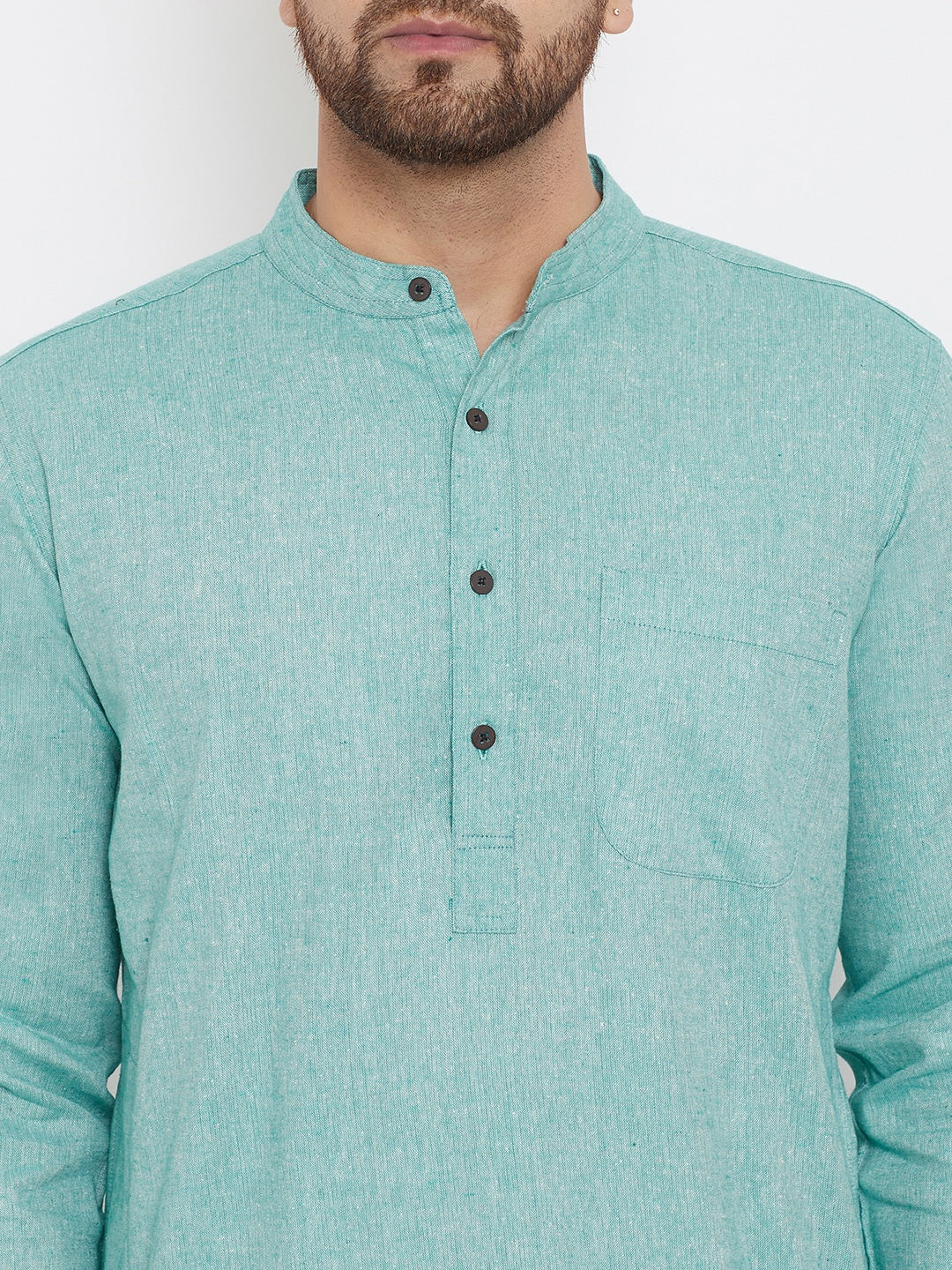 Men's Aqua Blue Cotton Kurta