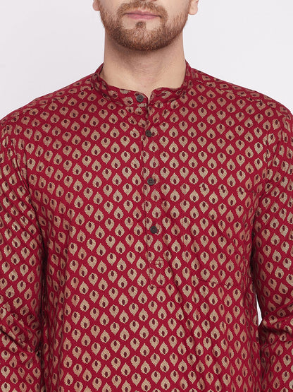 Men's Long Kurta with Band Colla