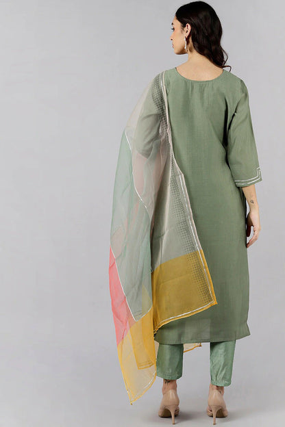 Women's Poly Silk Printed Kurta Pant Dupatta Set